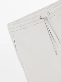 Straight-fit cotton blend trousers
