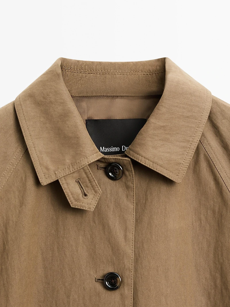 Trench taille ajustée en coton mélangé