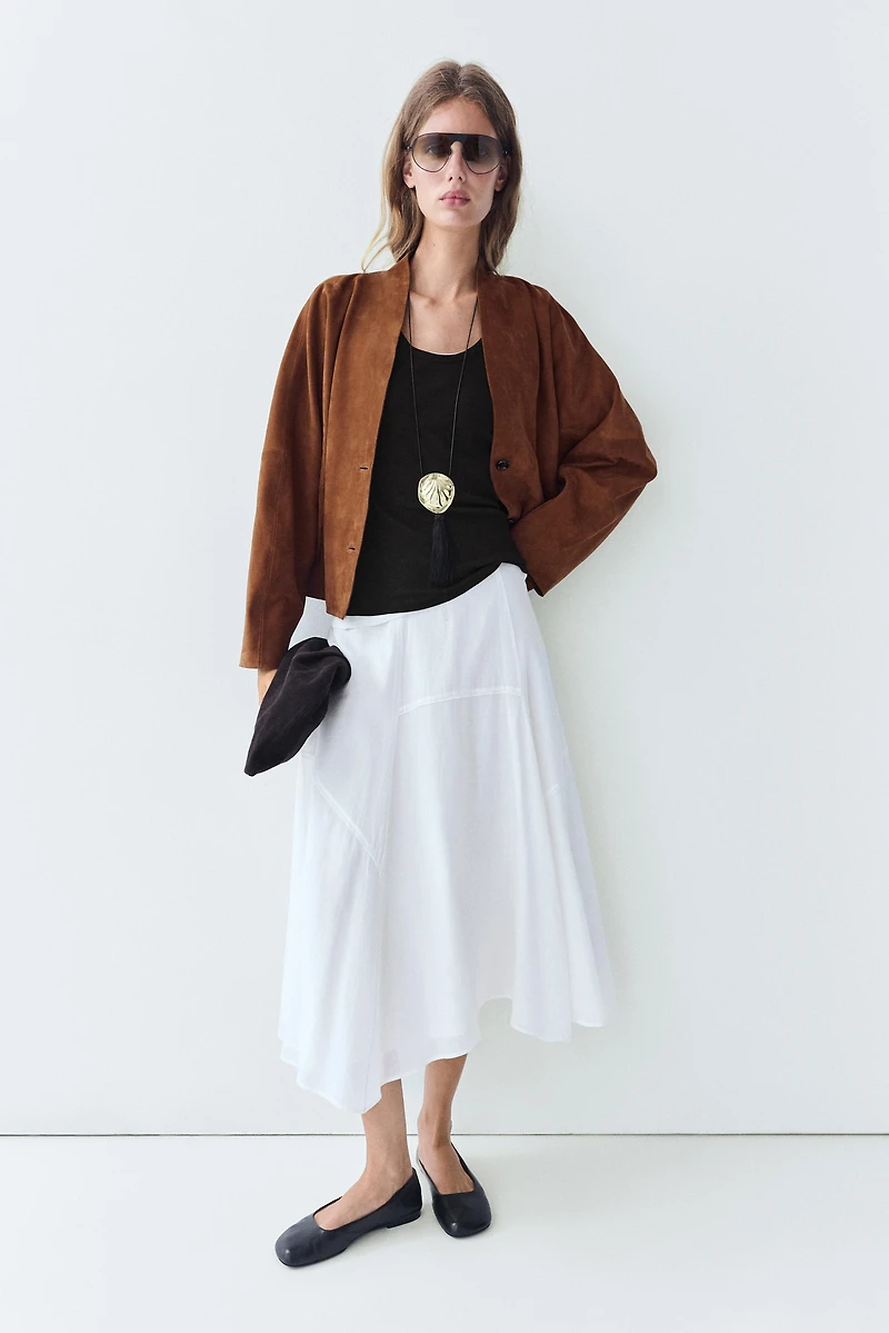 Flowing midi skirt with panel detail