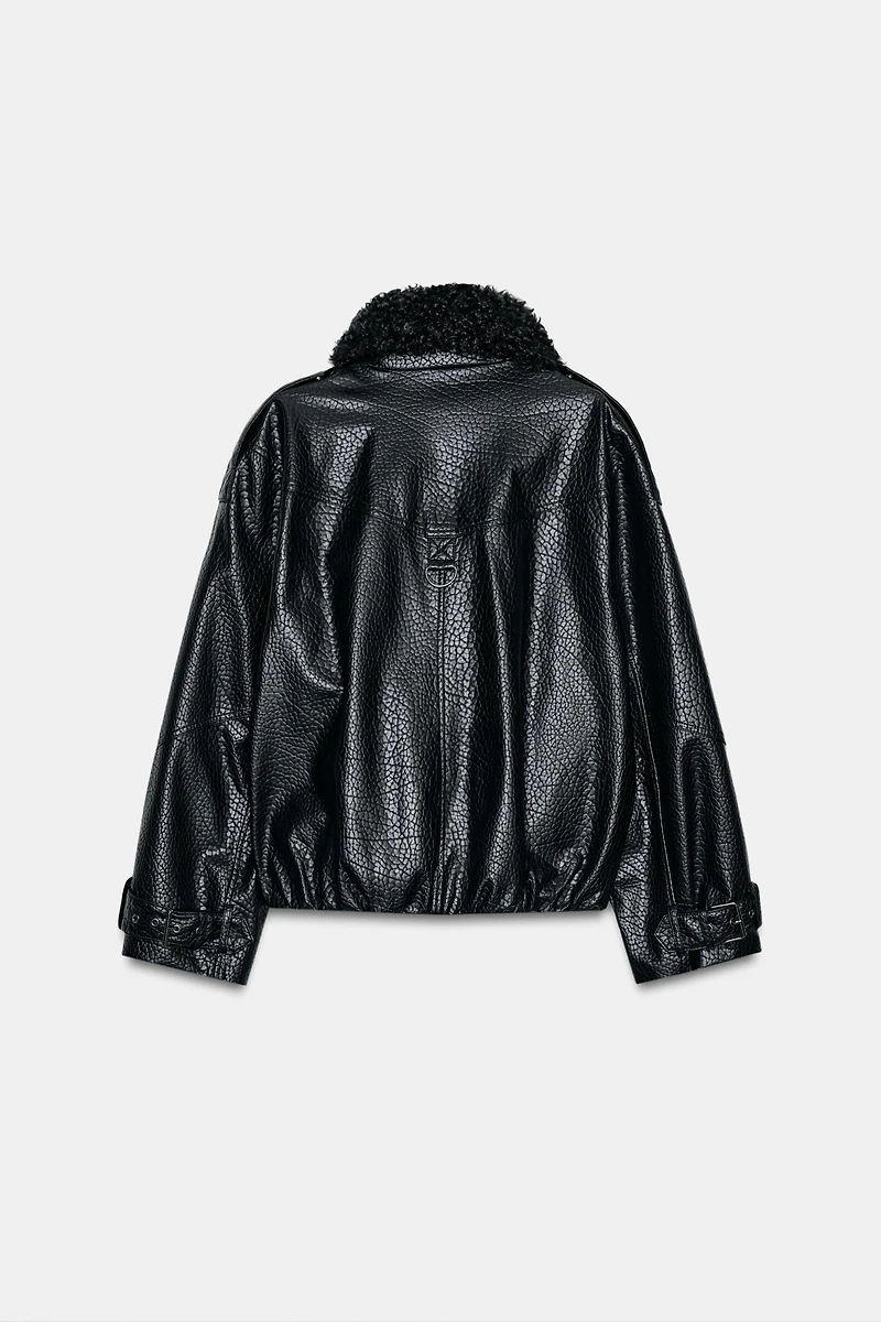 FAUX LEATHER BOMBER JACKET ZW COLLECTION