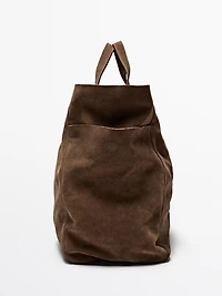 Leather and split leather maxi shopper bag