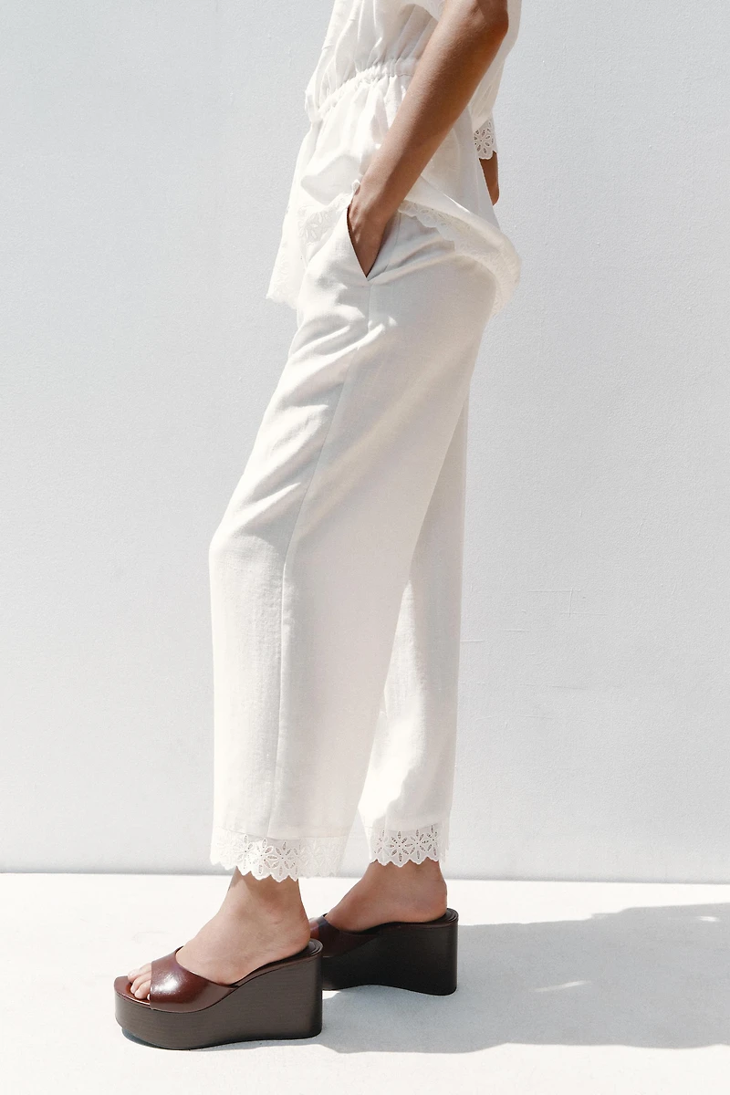 RAMIE PANTS WITH LACE TRIM
