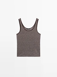 Striped strappy linen top