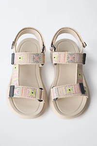 CROCHET EFFECT TECHNICAL SANDALS