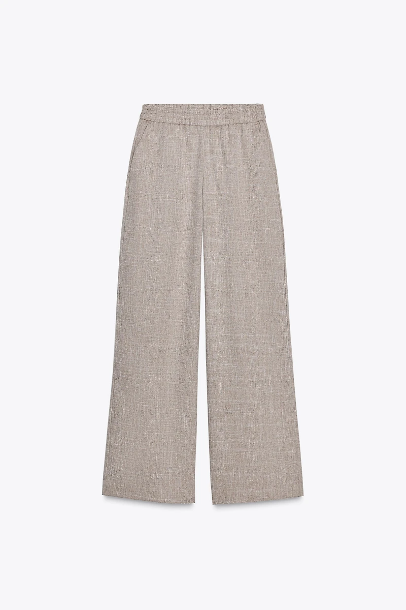 HEATHERED WIDE LEG PANTS