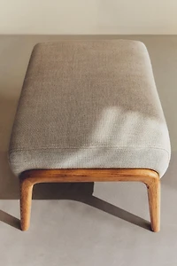 ASH WOOD AND LINEN FOOTREST STOOL
