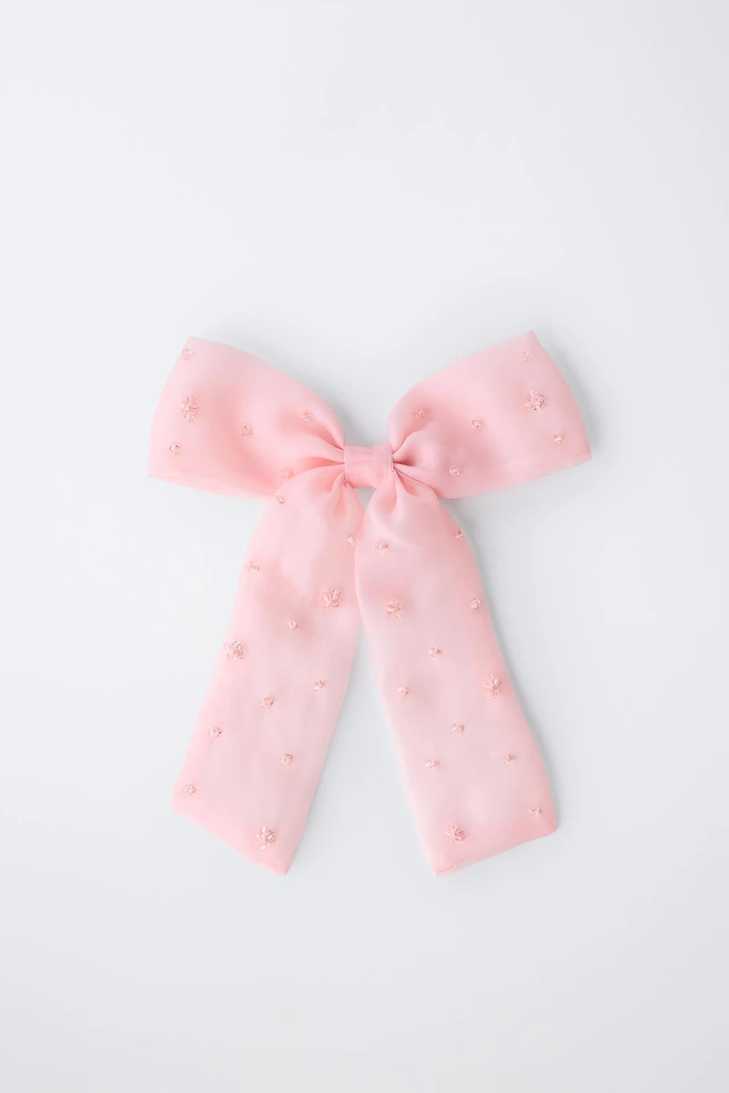 ORGANZA BOW BARRETTE HAIR ELASTIC