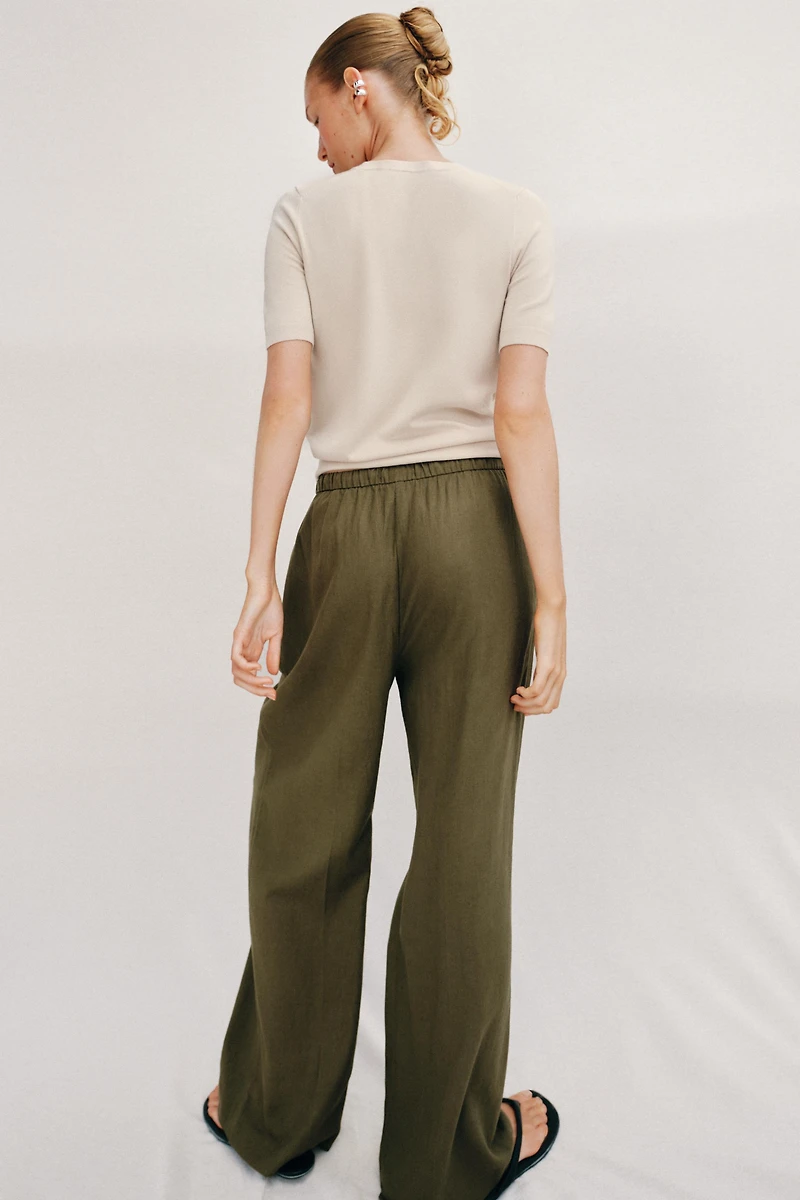 LINEN STRAIGHT LEG PANTS