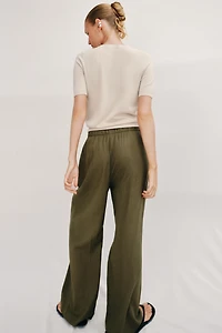LINEN STRAIGHT LEG PANTS