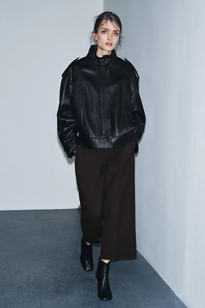 LEATHER BOMBER JACKET ZW COLLECTION LIMITED EDITION