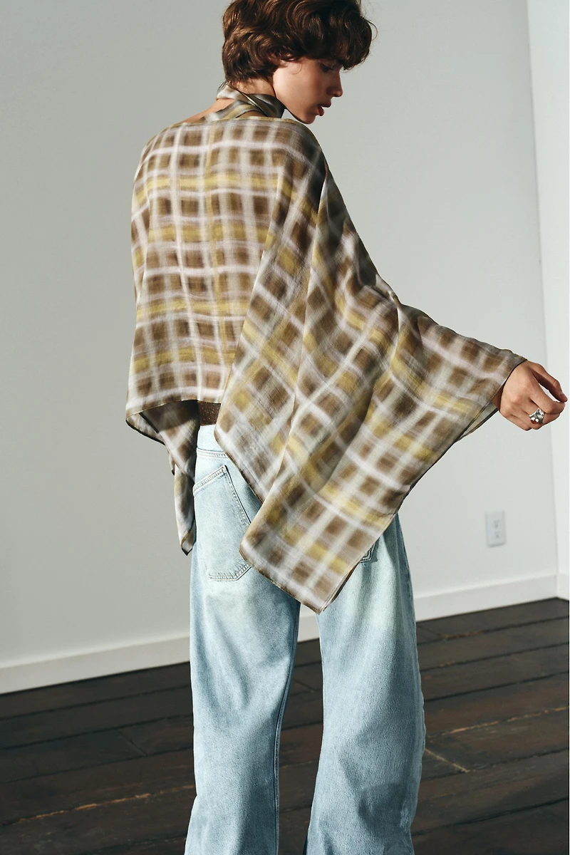 PLAID SCARF CAPE