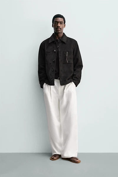 FAUX SUEDE REGULAR FIT OVERSHIRT