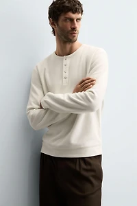 RIBBED BUTTON-FRONT TOP