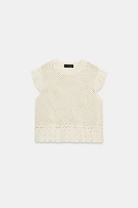 TOP EN MAILLE AJOURÉE