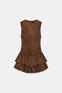 ROBE COURTE EFFET DAIM À VOLANTS