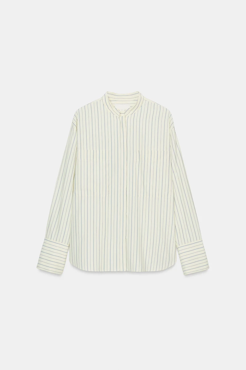 STRIPED MANDARIN COLLAR SHIRT ZW COLLECTION