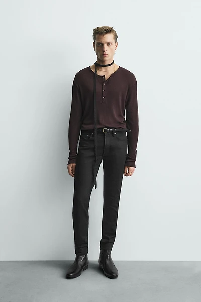 LYOCELL - COTTON BLEND HENLEY T-SHIRT