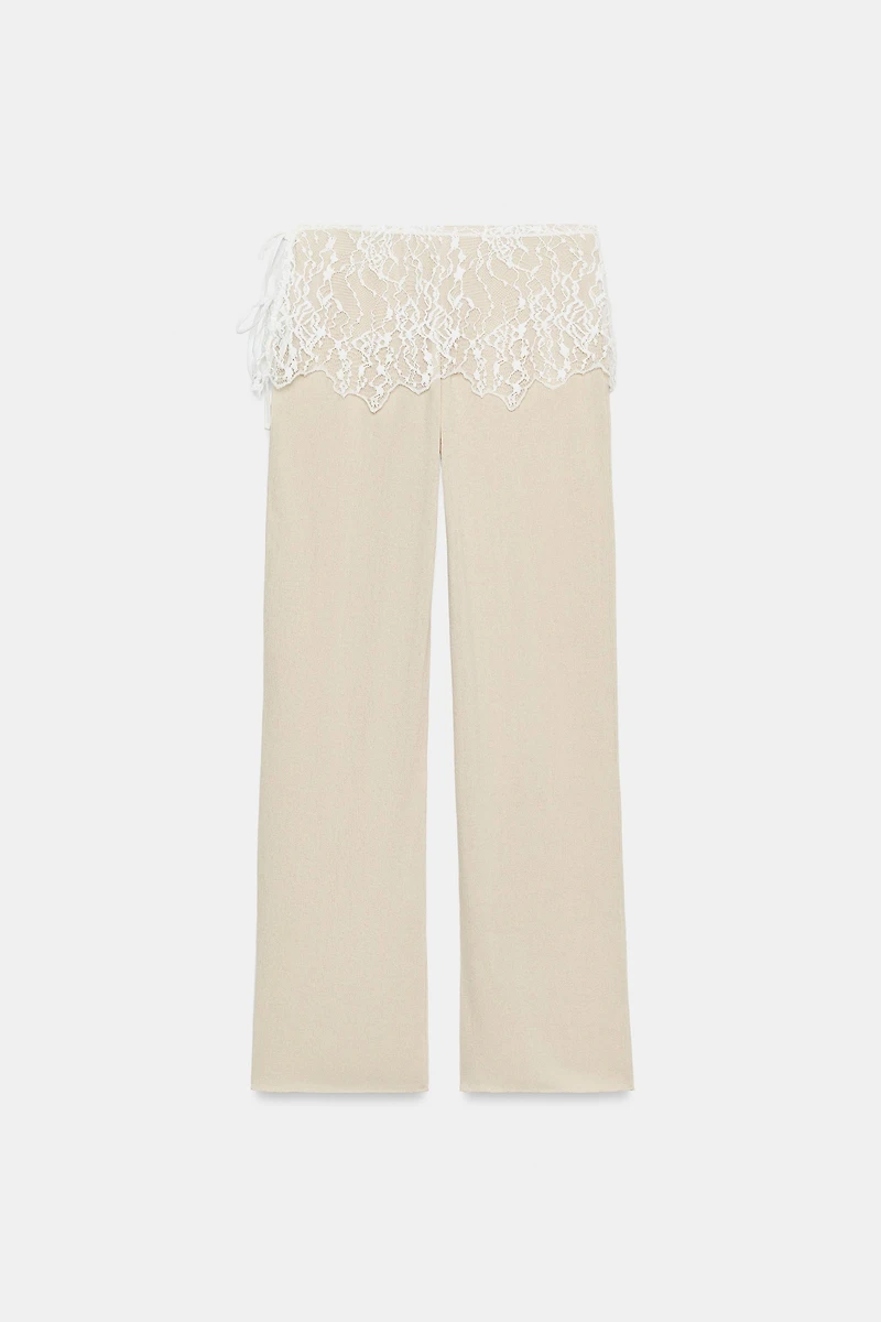RIBBED LACE PANTS