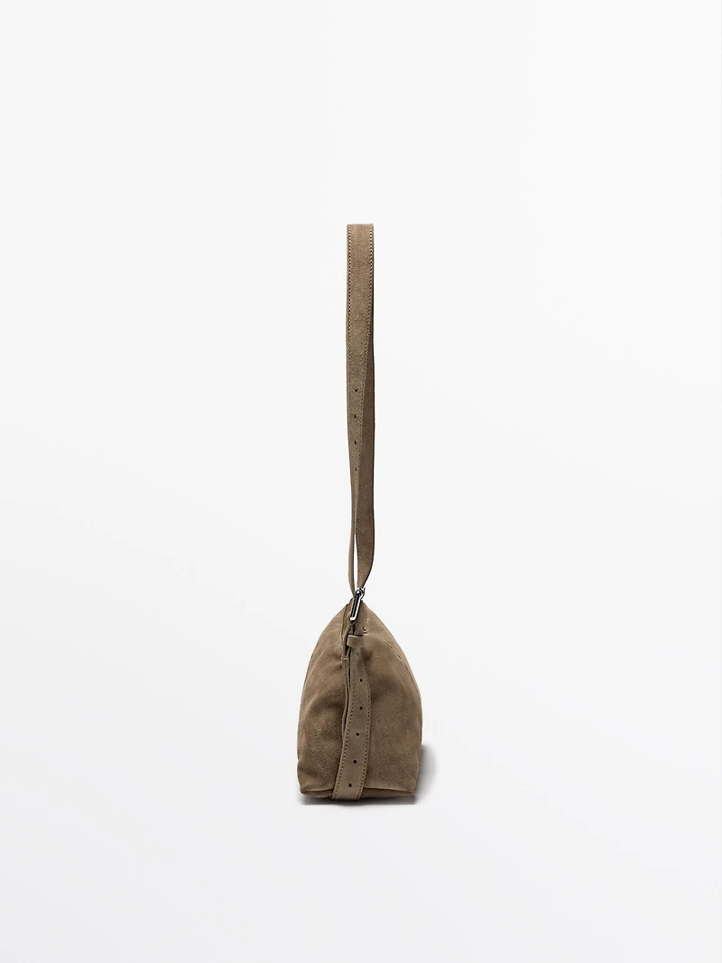 Split suede leather mini crossbody bag