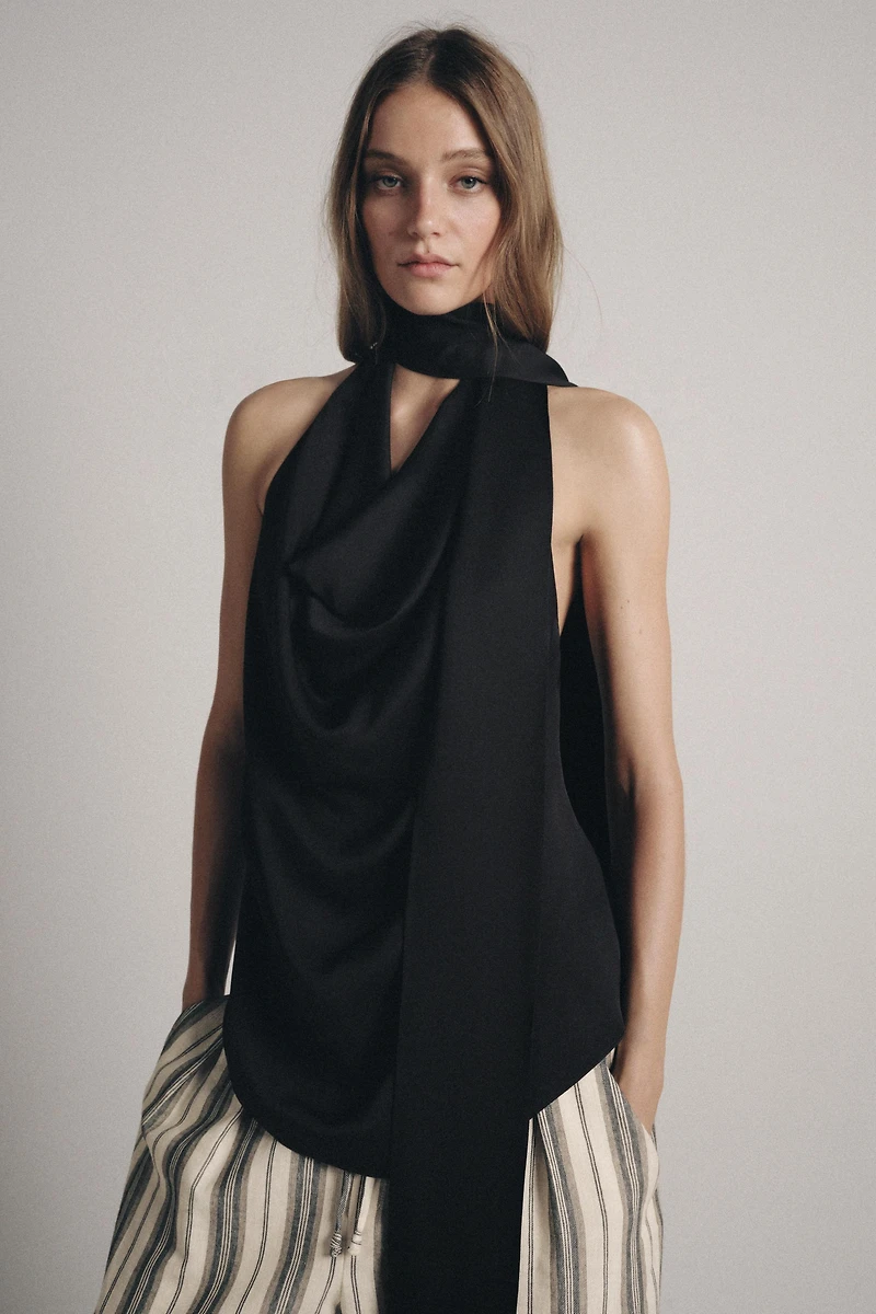 FRINGE SCARF HALTER TOP ZW COLLECTION