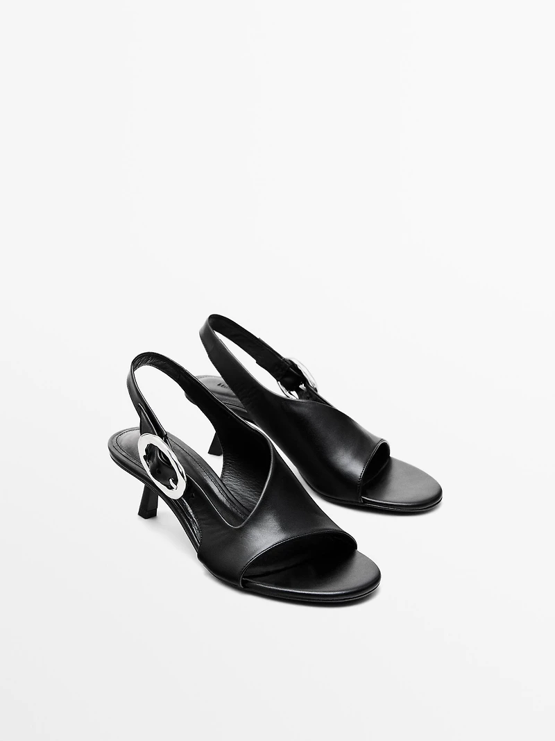 High-heel sandals with buckle