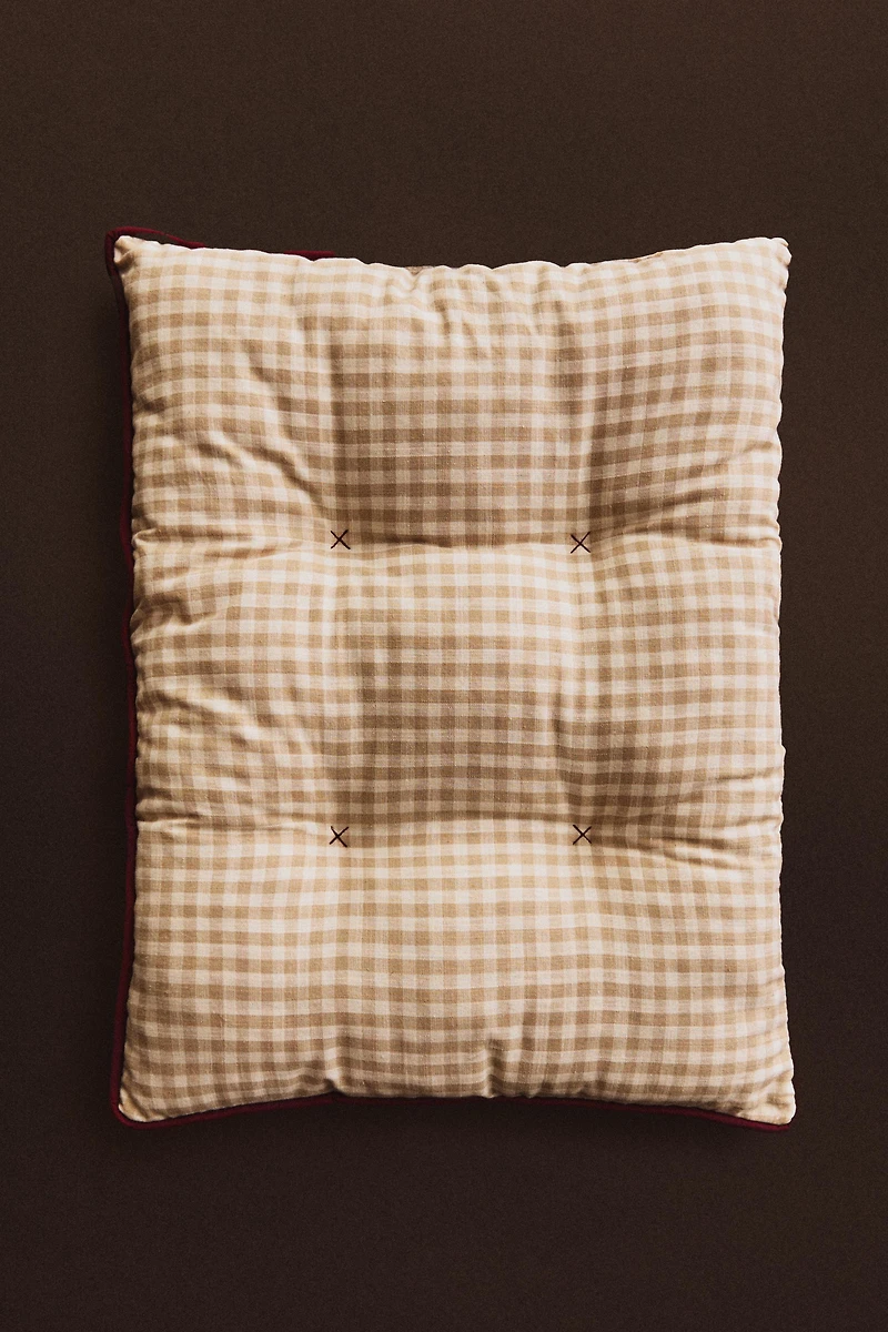 COUSSIN DE SOL CARREAUX PASSEPOIL ANIMAUX COMPAGNIE