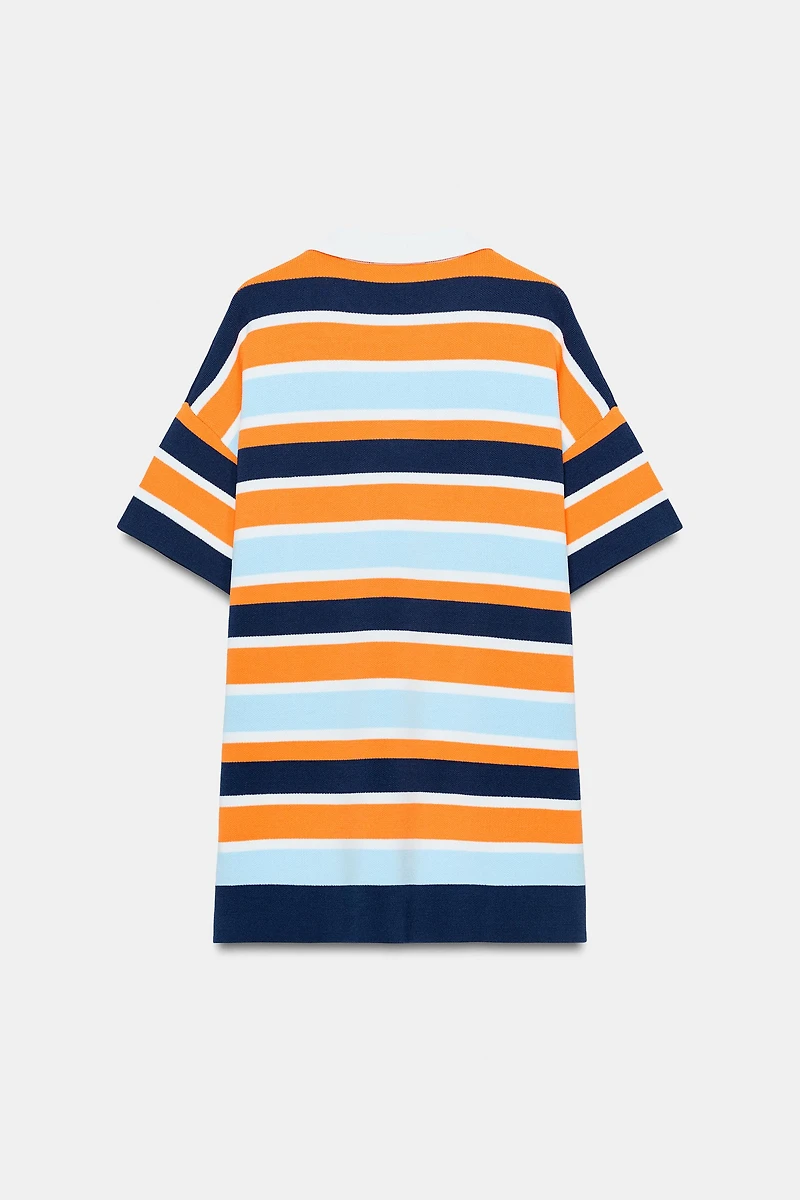 ROBE POLO EN MAILLE À RAYURES
