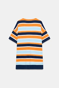 ROBE POLO EN MAILLE À RAYURES