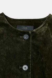 100% LEATHER FLARED HEM JACKET