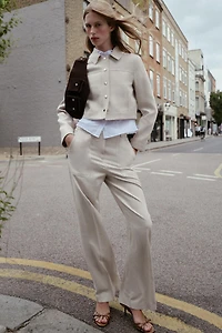 TOPSTITCHED STRAIGHT LEG PANTS