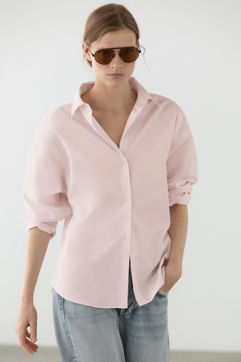 Cotton poplin shirt with dart detail
