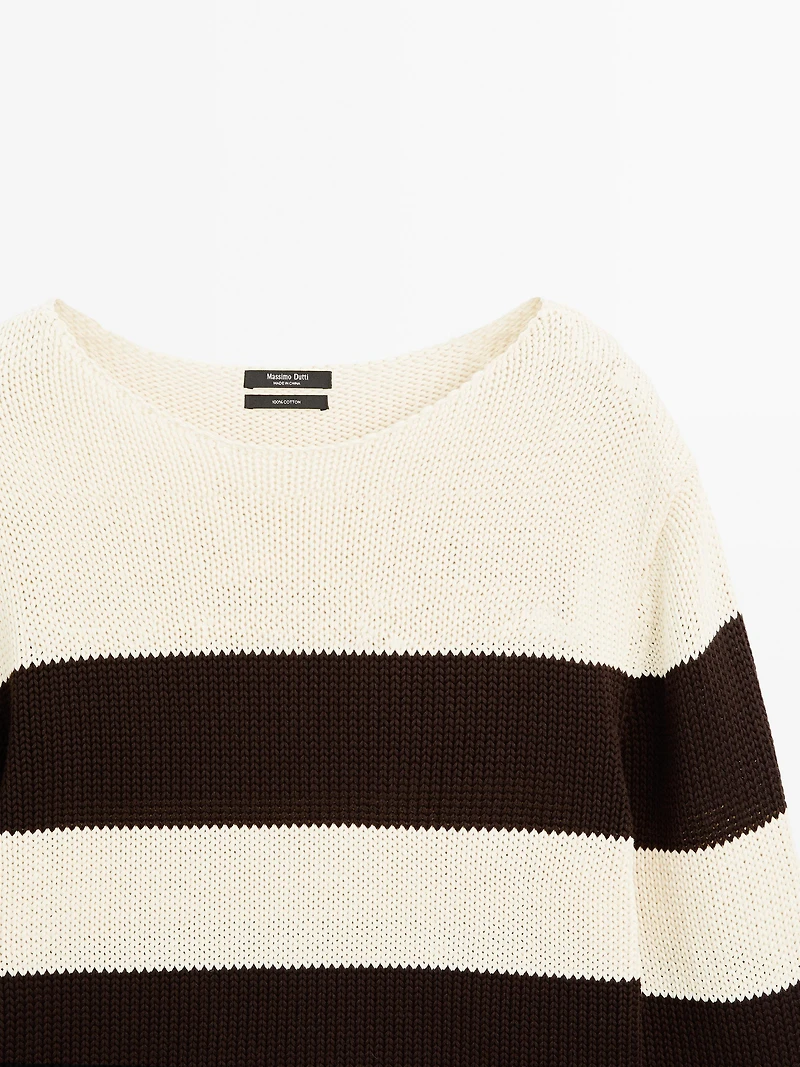 Pull à rayures en maille 100 % coton
