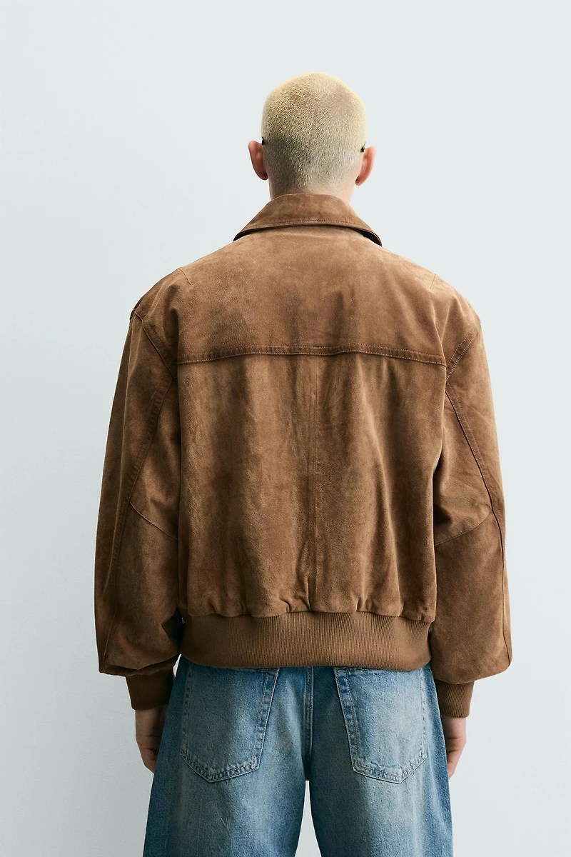 RELAXED FIT SUEDE LEATHER JACKET