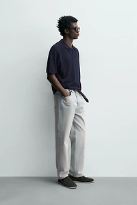 SILK LINEN BLEND KNIT POLO SHIRT