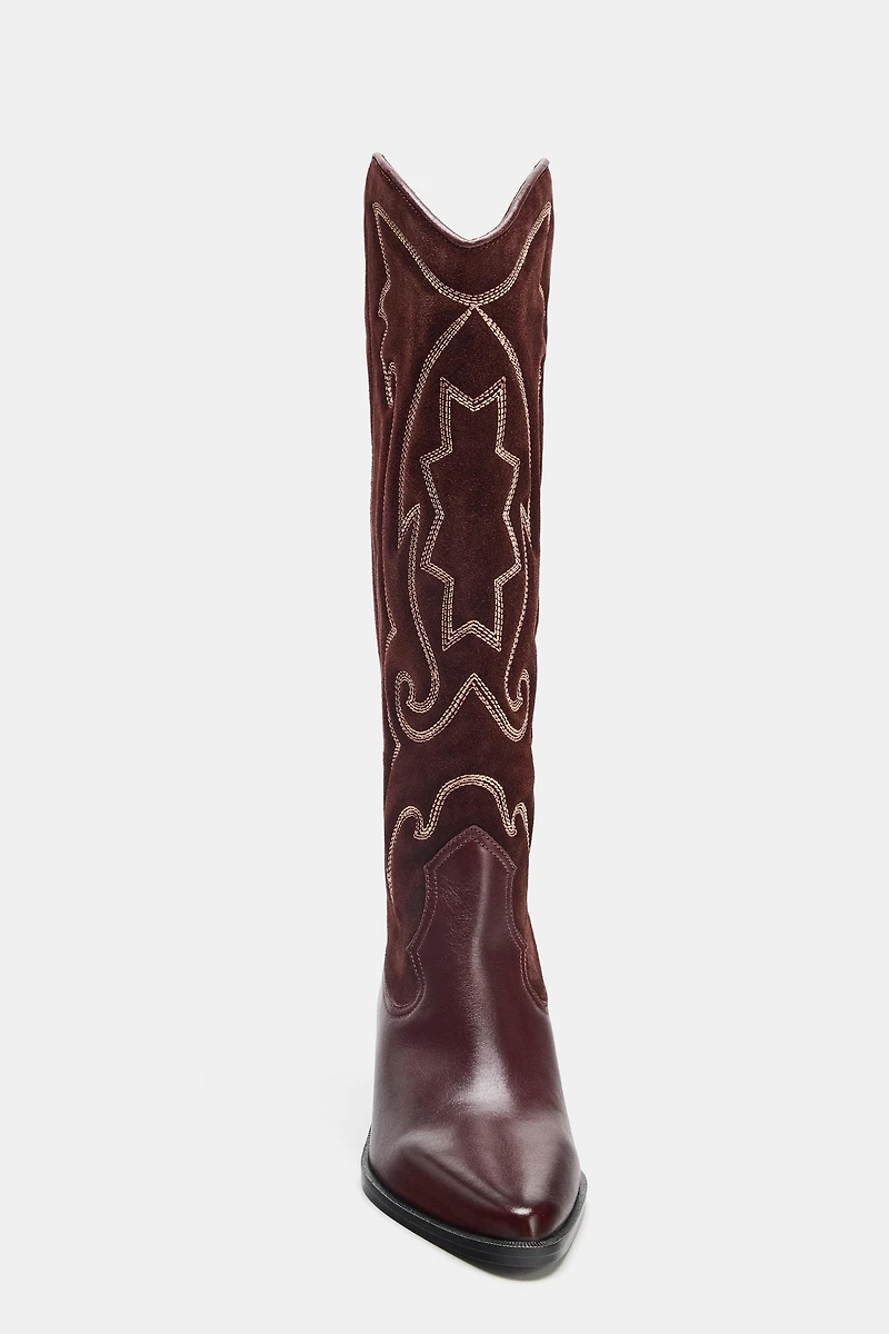 EMBROIDERED LEATHER COWBOY BOOTS