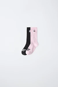 RIPNDIP © X ZARA KIDS EMBROIDERED MID-CALF SOCKS - TWO PACK