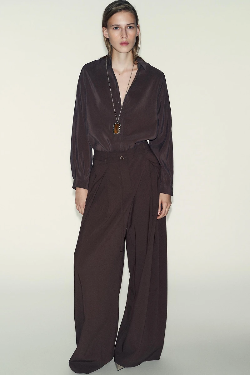 WIDE LEG BELTED PANTS