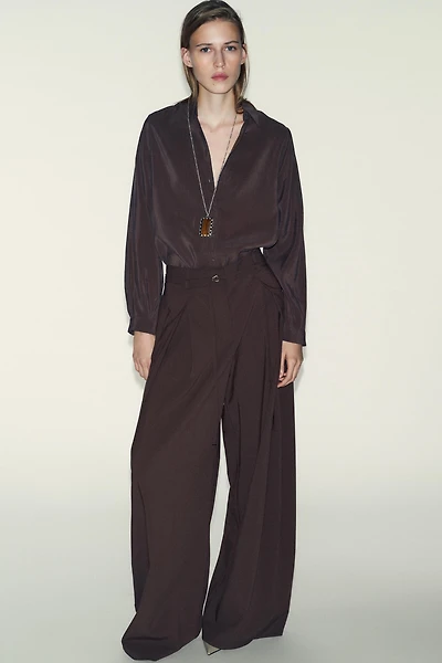 WIDE LEG BELTED PANTS