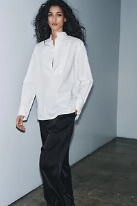 ZW COLLECTION BIB-FRONT POPLIN SHIRT