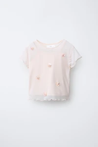 DOUBLE TULLE FLOWER T-SHIRT