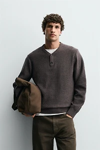 BUTTON-NECK SWEATER