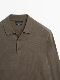 Merino wool knit polo sweater