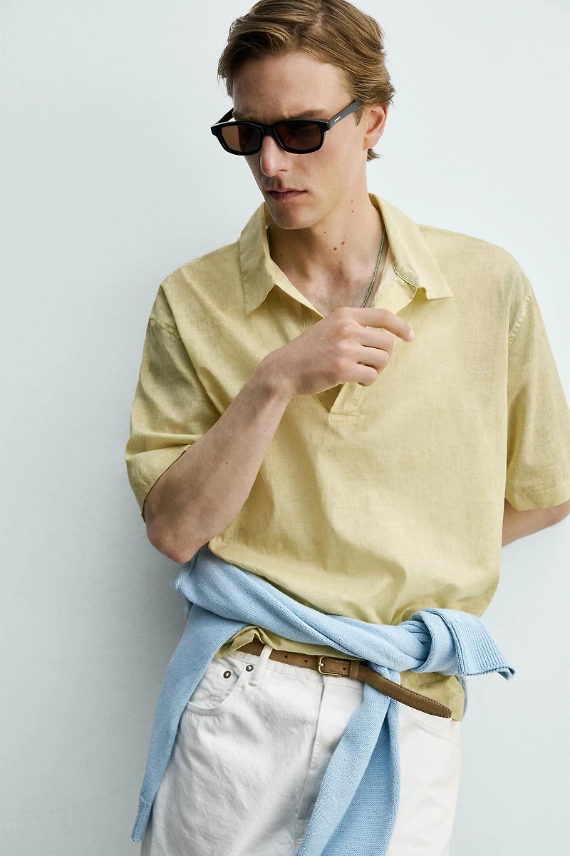 SEMI-SHEER BOXY FIT POLO SHIRT