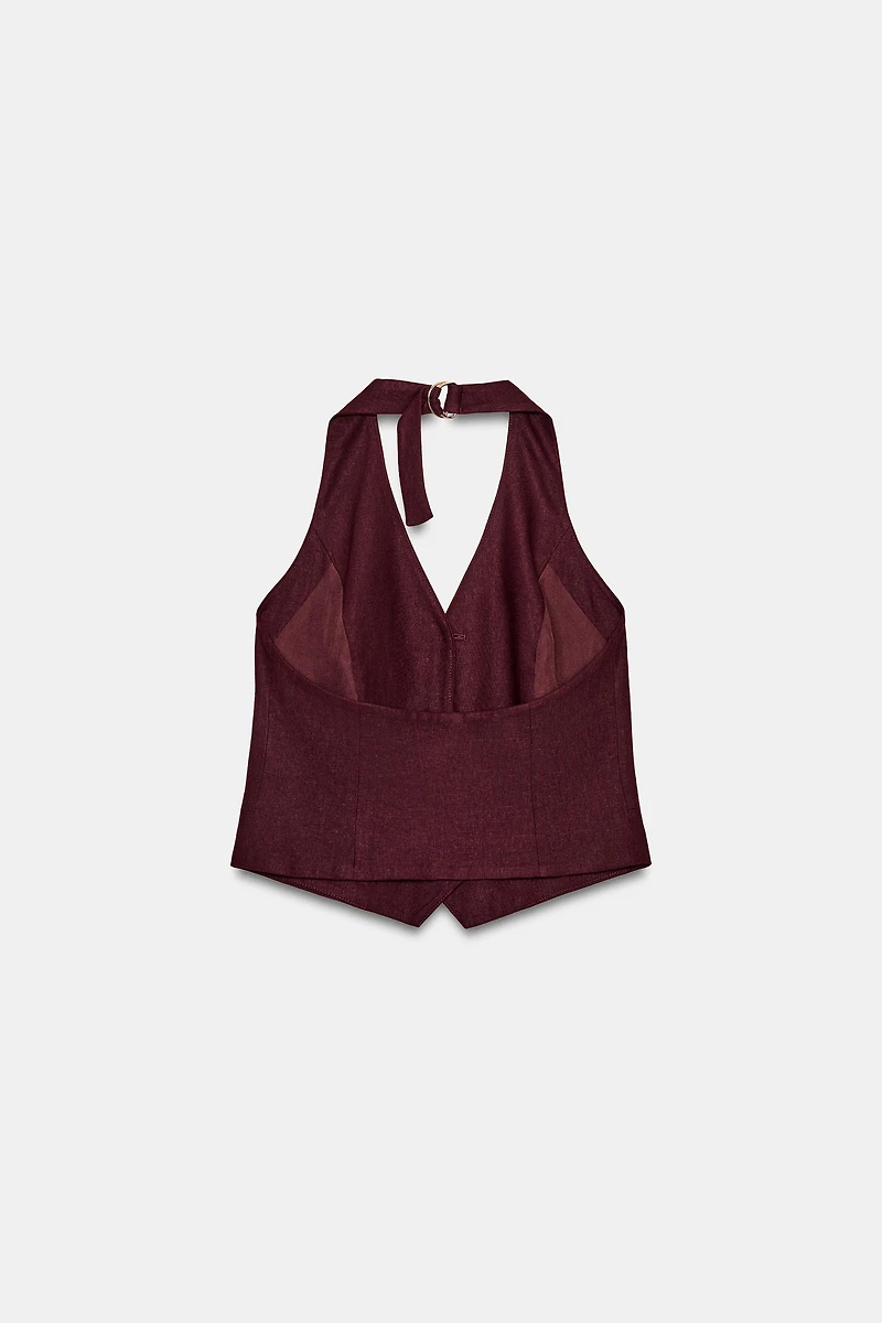 GILET HALTER AVEC LIN