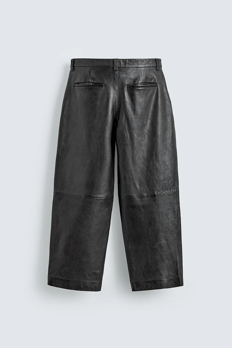 LEATHER STRAIGHT FIT PANTS
