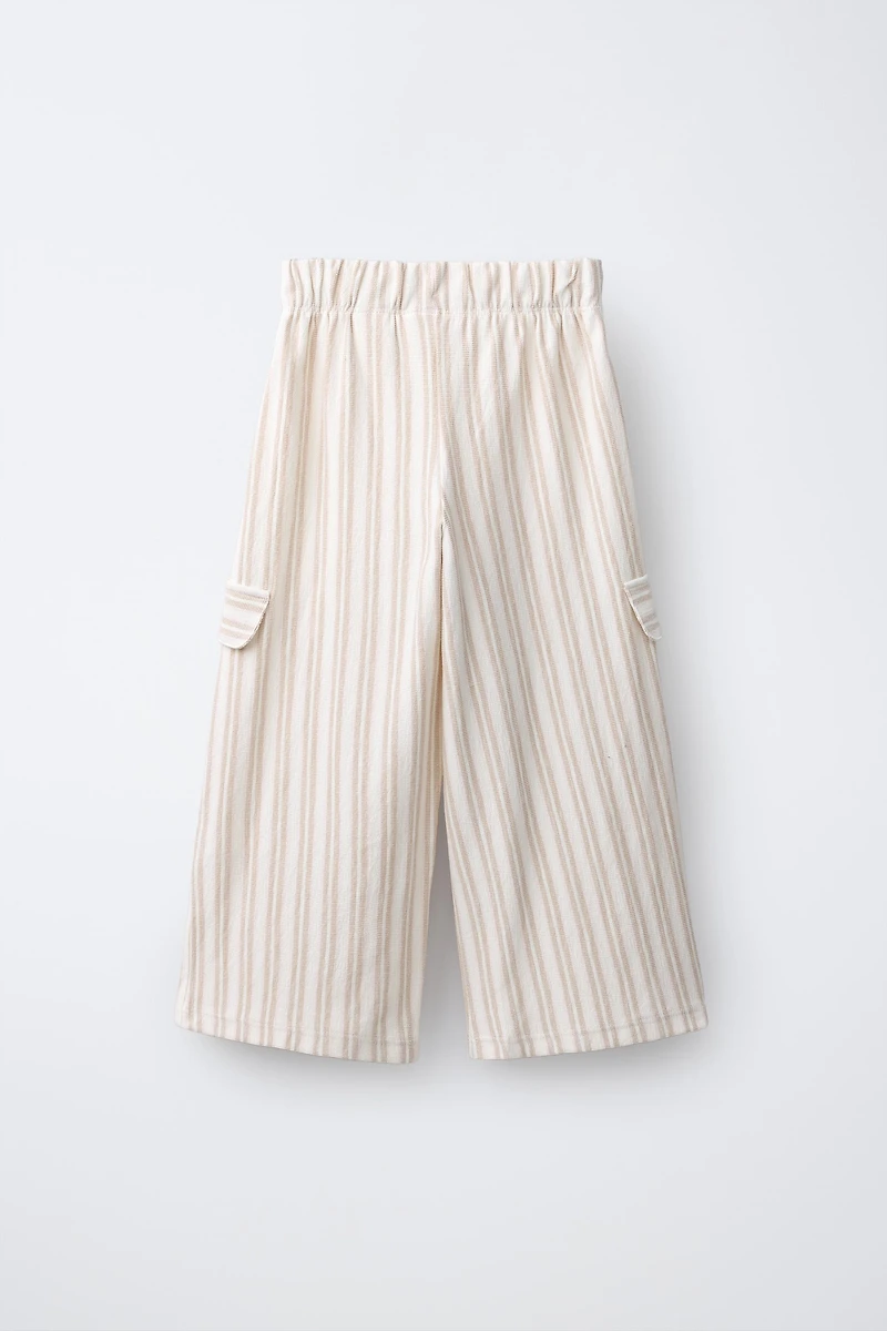 PANTALON CARGO WIDE LEG À RAYURES