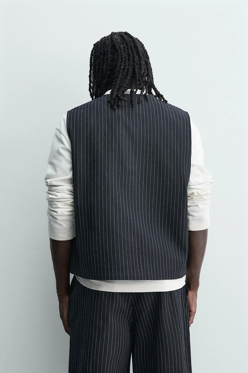 PINSTRIPE DENIM VEST