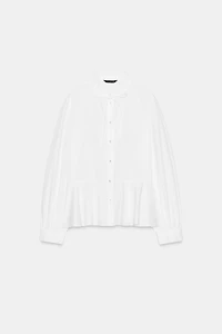 TIED PEPLUM POPLIN SHIRT