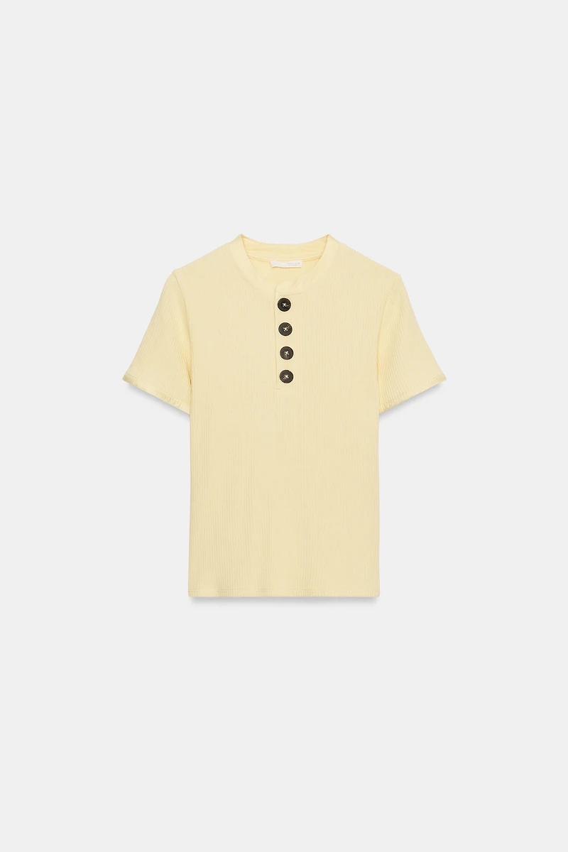 COTTON BUTTON T-SHIRT