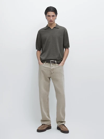 Pull polo en maille de coton mélangé